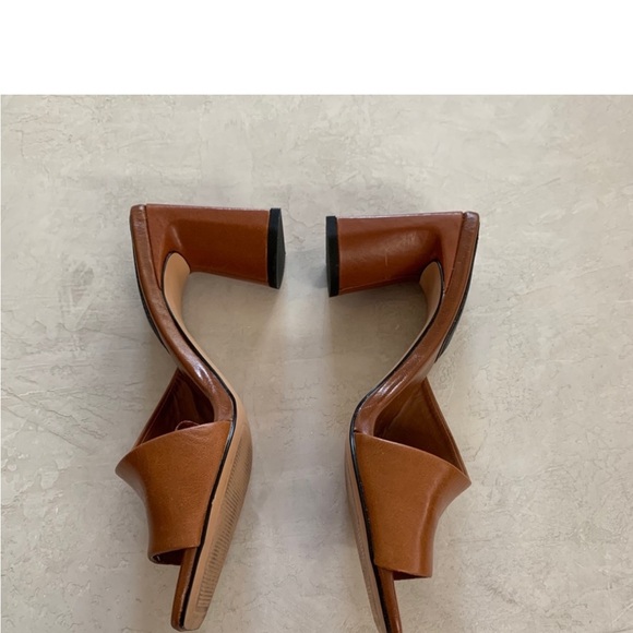 Zara Cognac Asymmetrical Block Heel Sandals - Picture 5 of 7